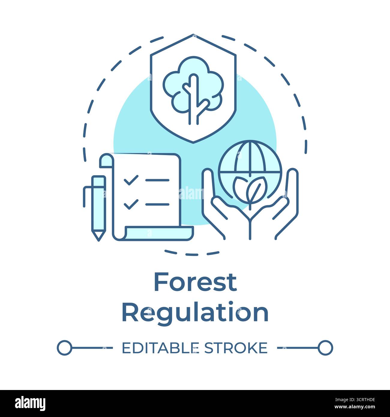 Forest regulation soft blue concept icon Stock Vector