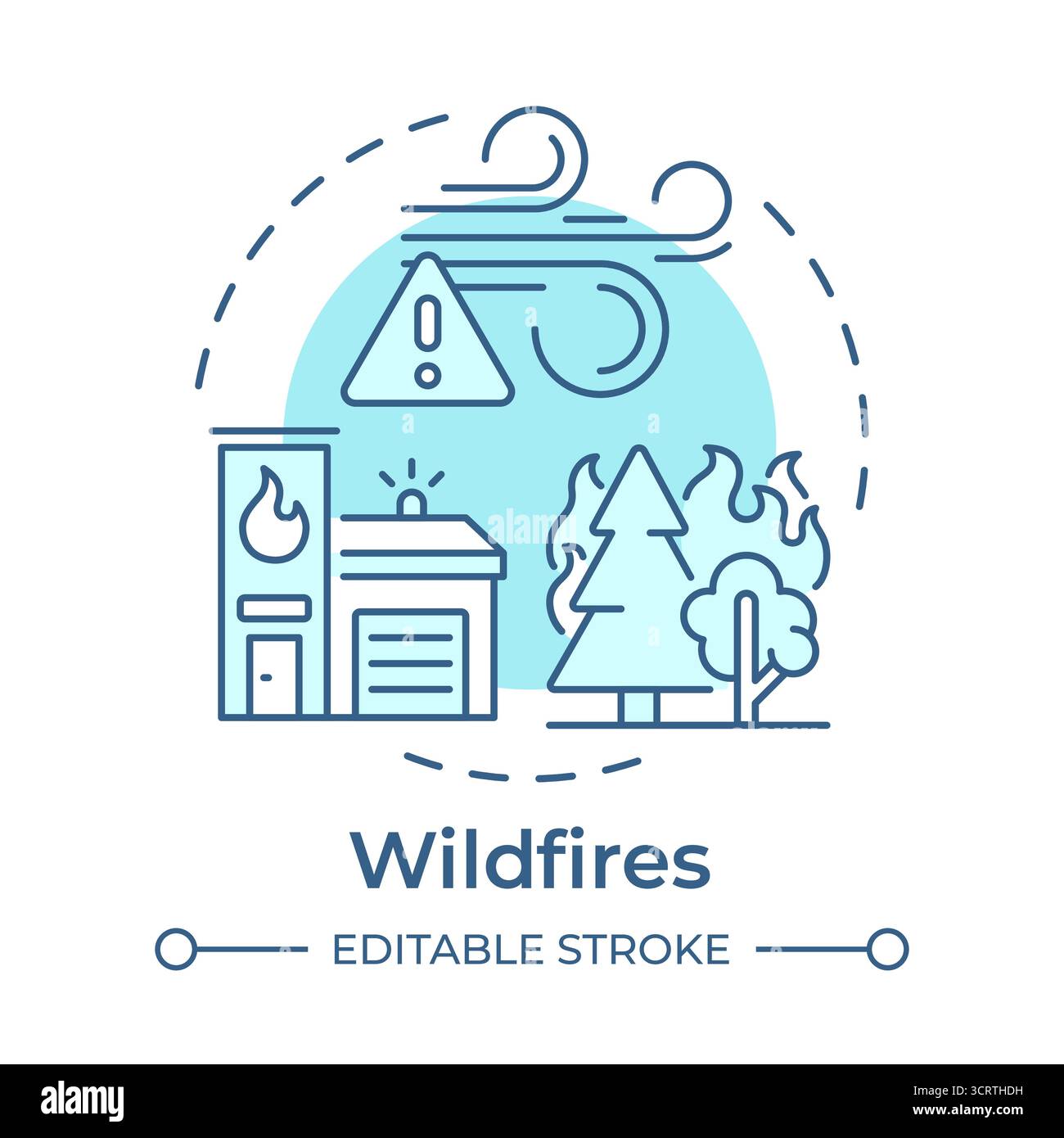 Wildfires soft blue concept icon Stock Vector