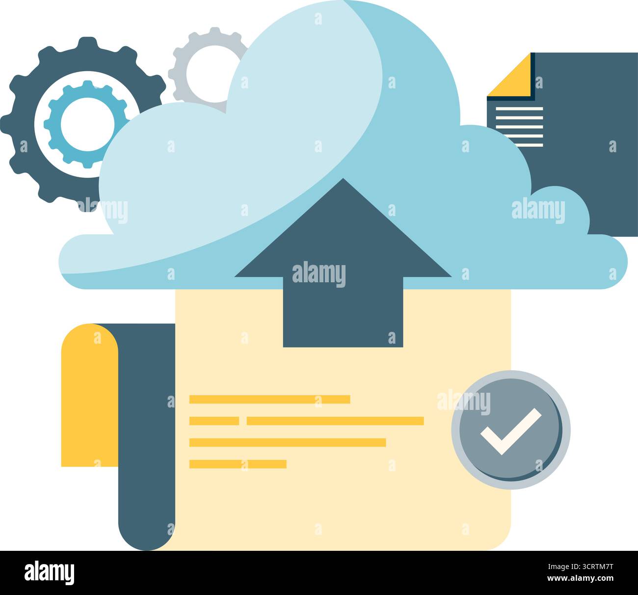 cloud computing concept illustration, upload data in cloud storage Stock Vector