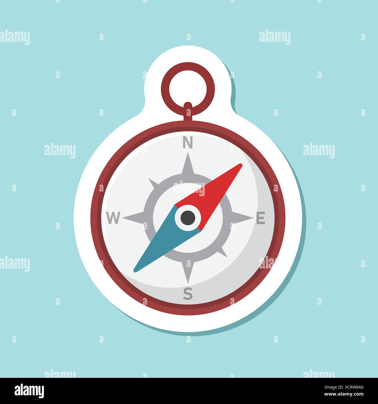 Compass sticker icon in flat style. Navigation equipment vector ...