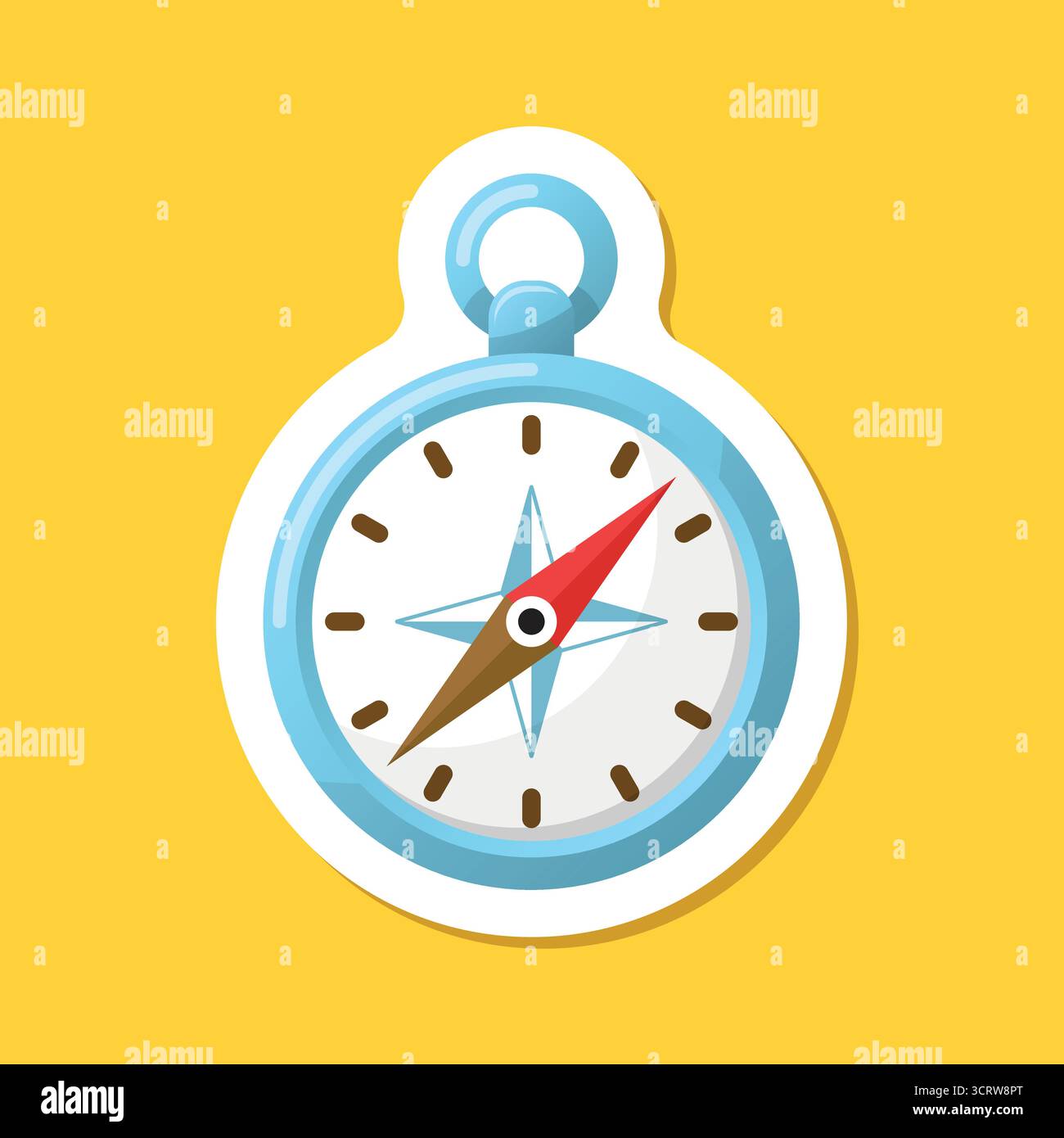 Compass sticker icon in flat style. Navigation equipment vector ...