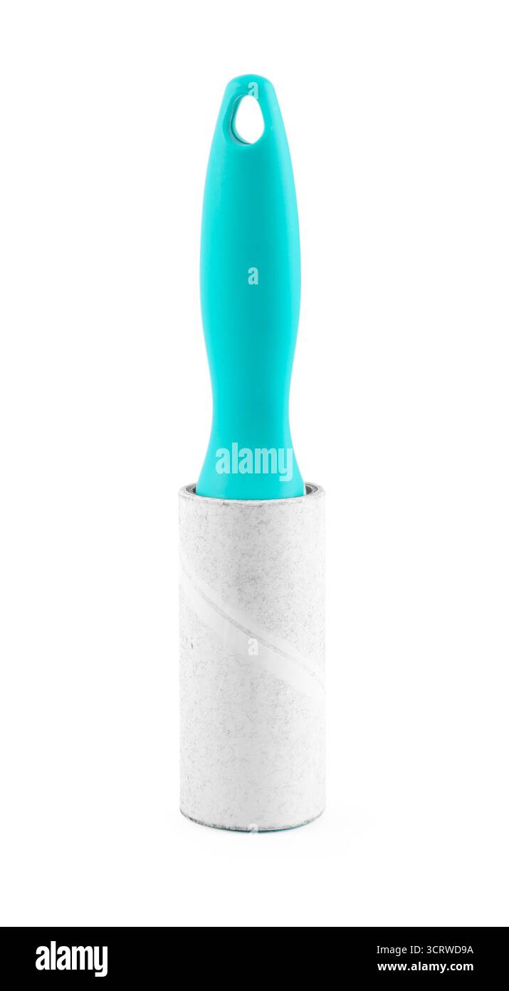 One sticky lint roller isolated on white Stock Photo