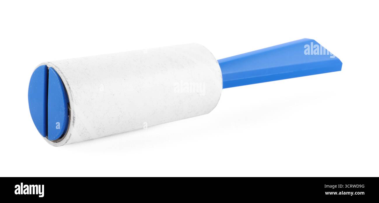 One sticky lint roller isolated on white Stock Photo