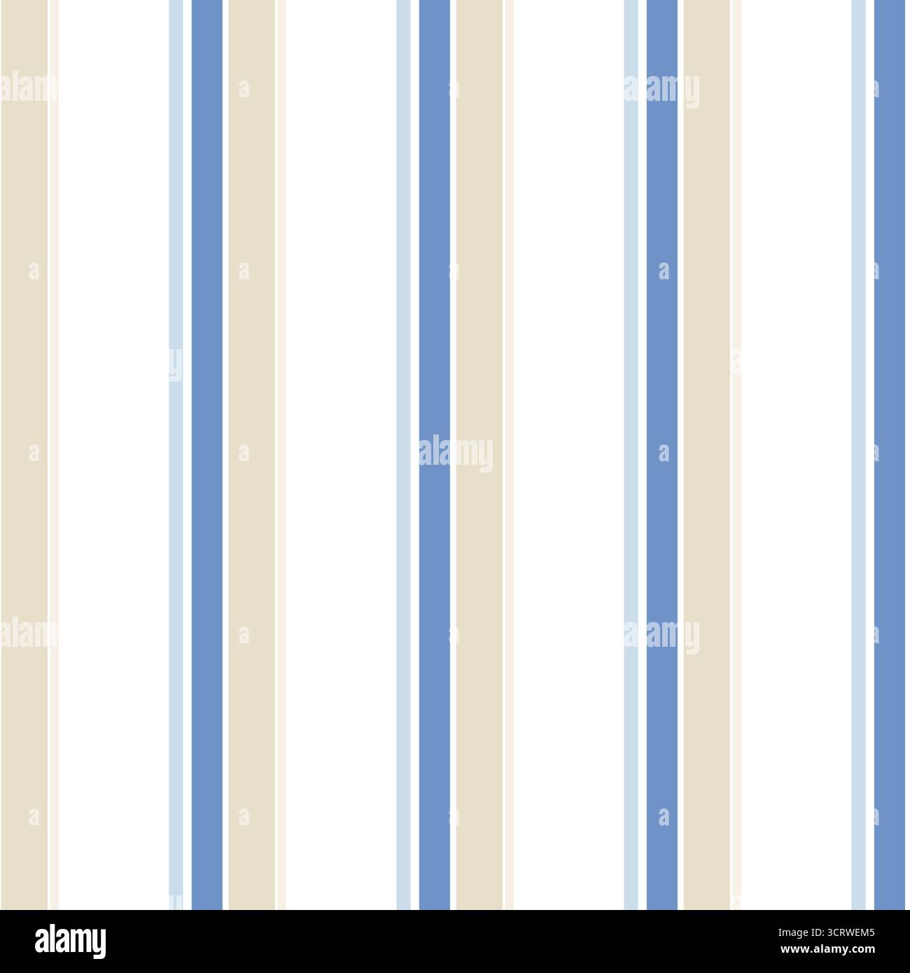 Vector seamless vertical stripes pattern, blue and cream color. Simple background Stock Vector