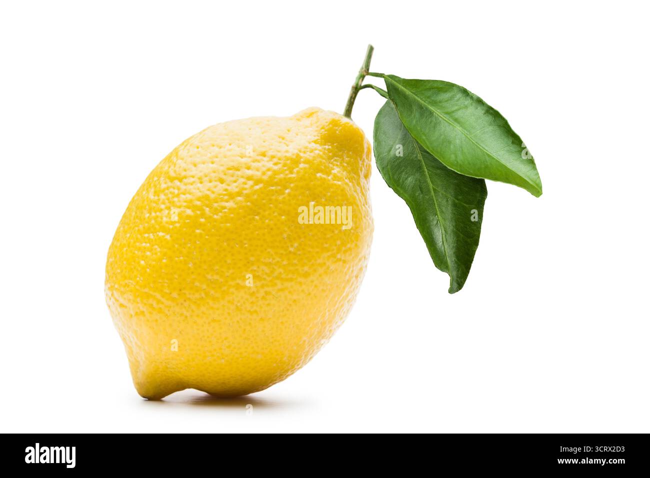 Lemon with leaves, isolated on white background. Stock Photo