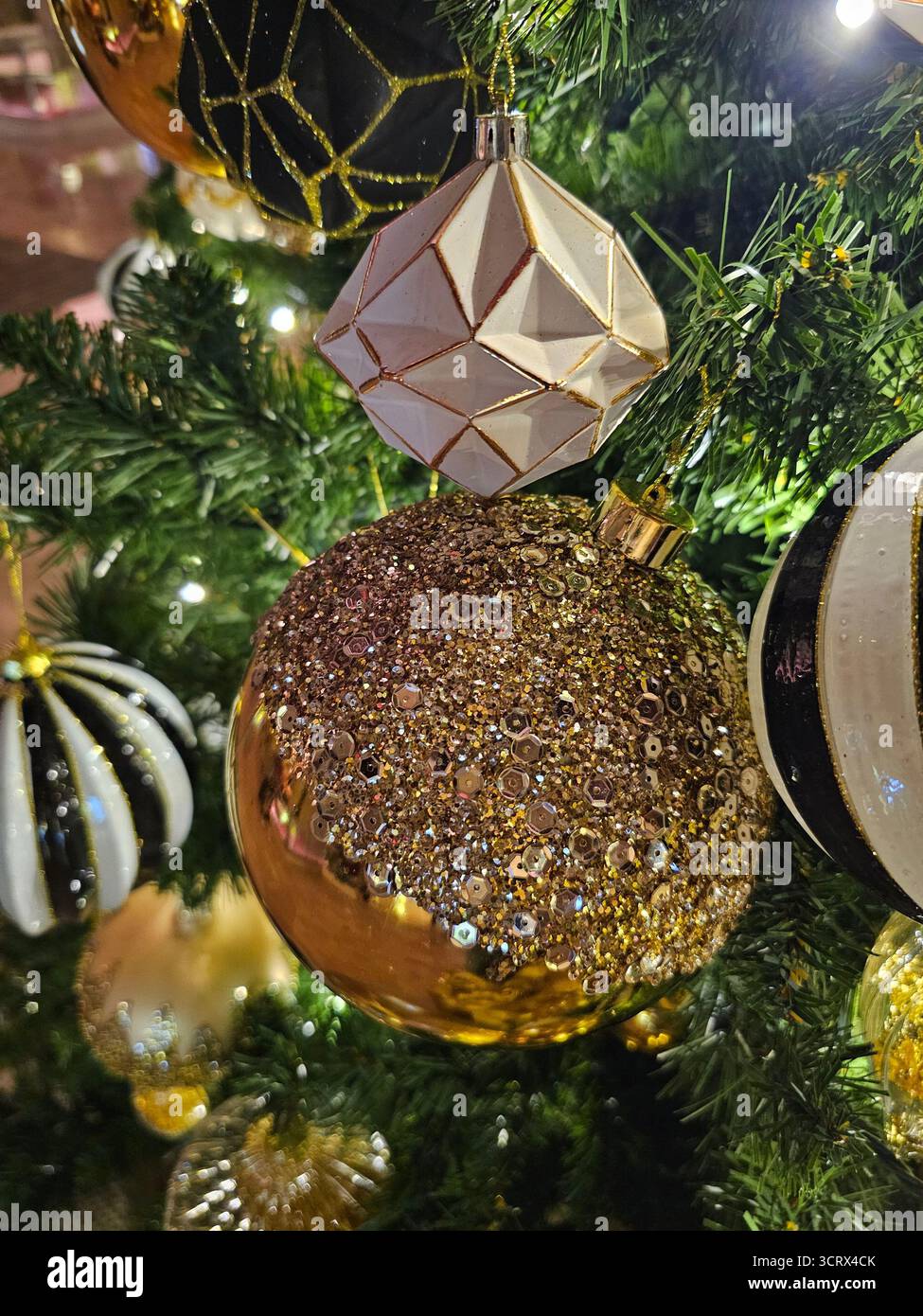 Christmas tree decorations in a close-up shot Stock Photo - Alamy