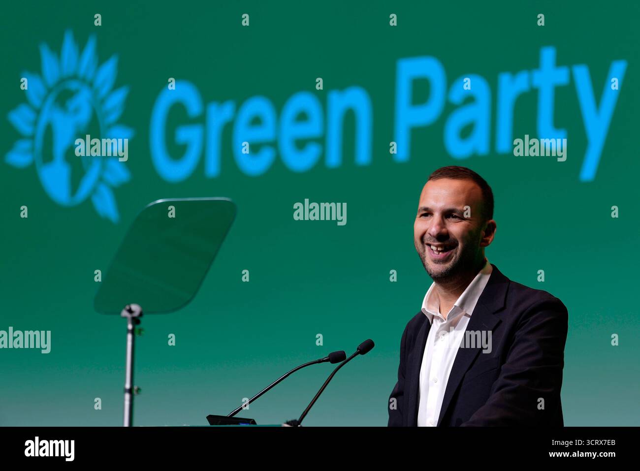 Green Party leader Zack Polanski speaking during the Green Party ...