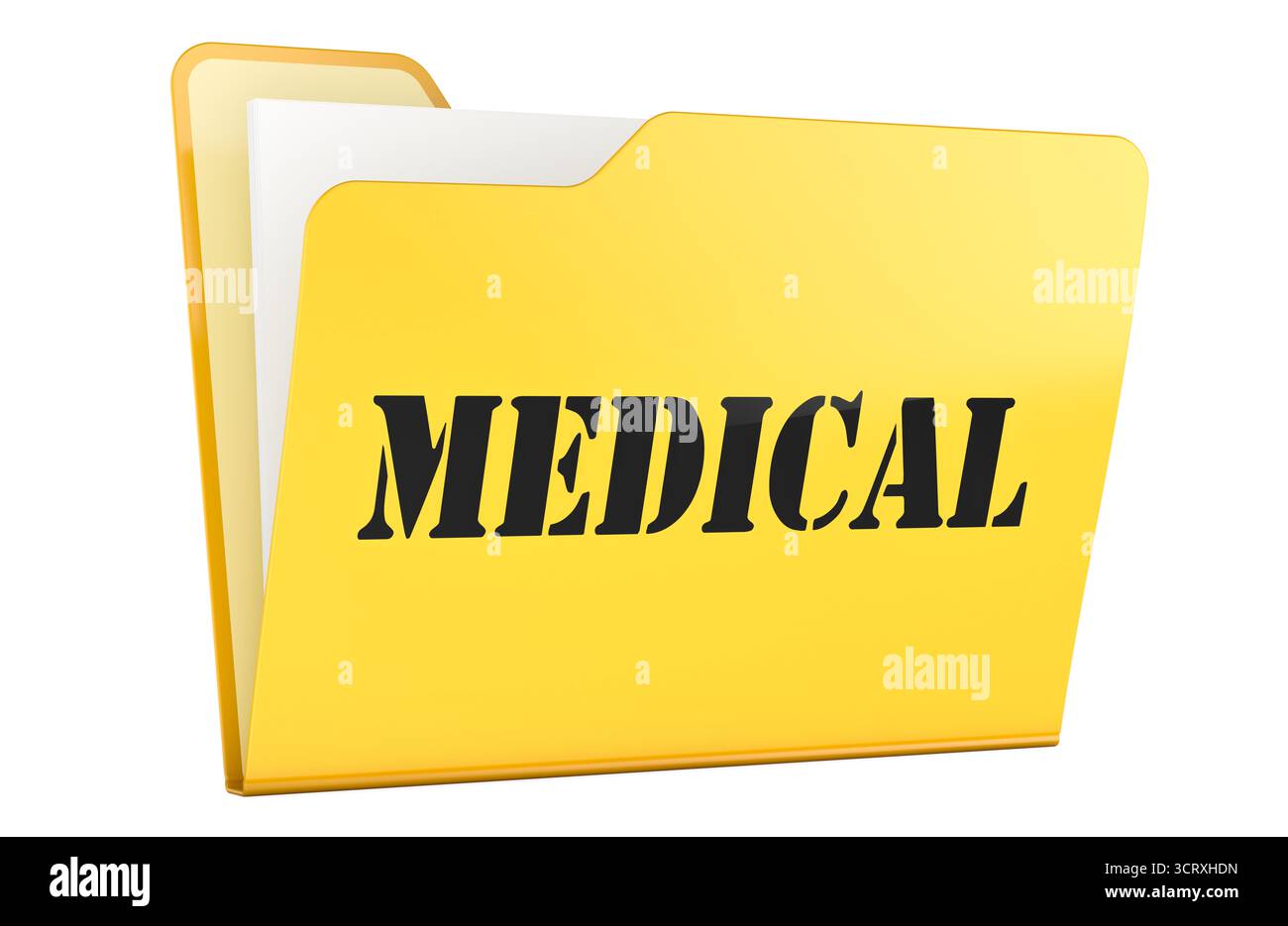 Medical, yellow folder. 3D rendering isolated on white background Stock Photo