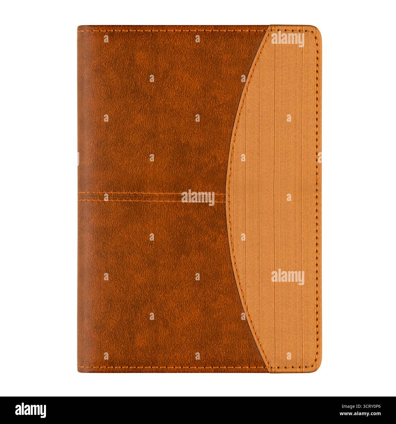 Brown leather notebook on an isolated background. Stock Photo