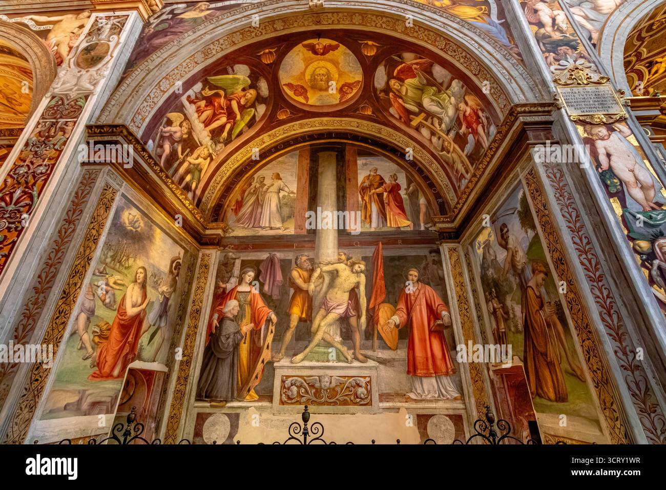 The richly decorated interior of Chiesa di San Maurizio al Monastero ...
