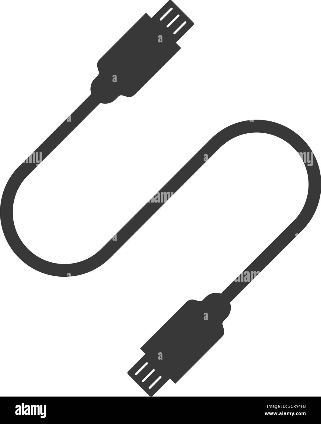 USB data cable flat icon on white background isolated vector ...