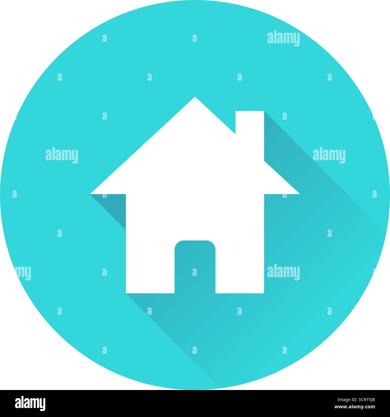 House Outline Style Circular Icon With Shadow. Vector Illustration Stock Vector