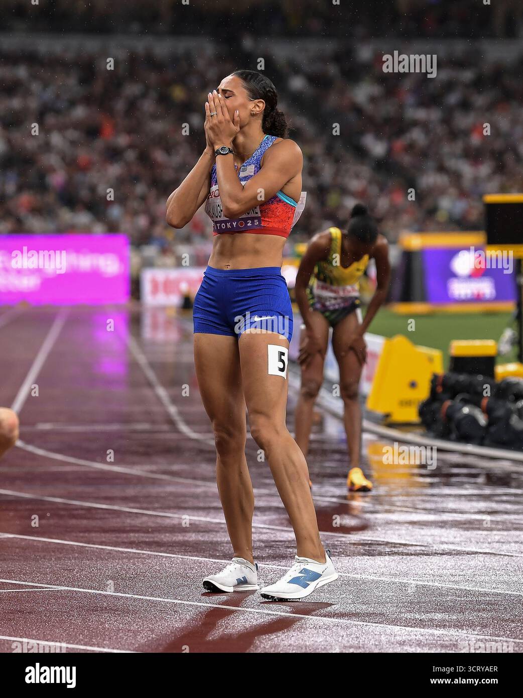 Sydney McLaughlin-Levrone celebrates her win in the women’s 400m final ...
