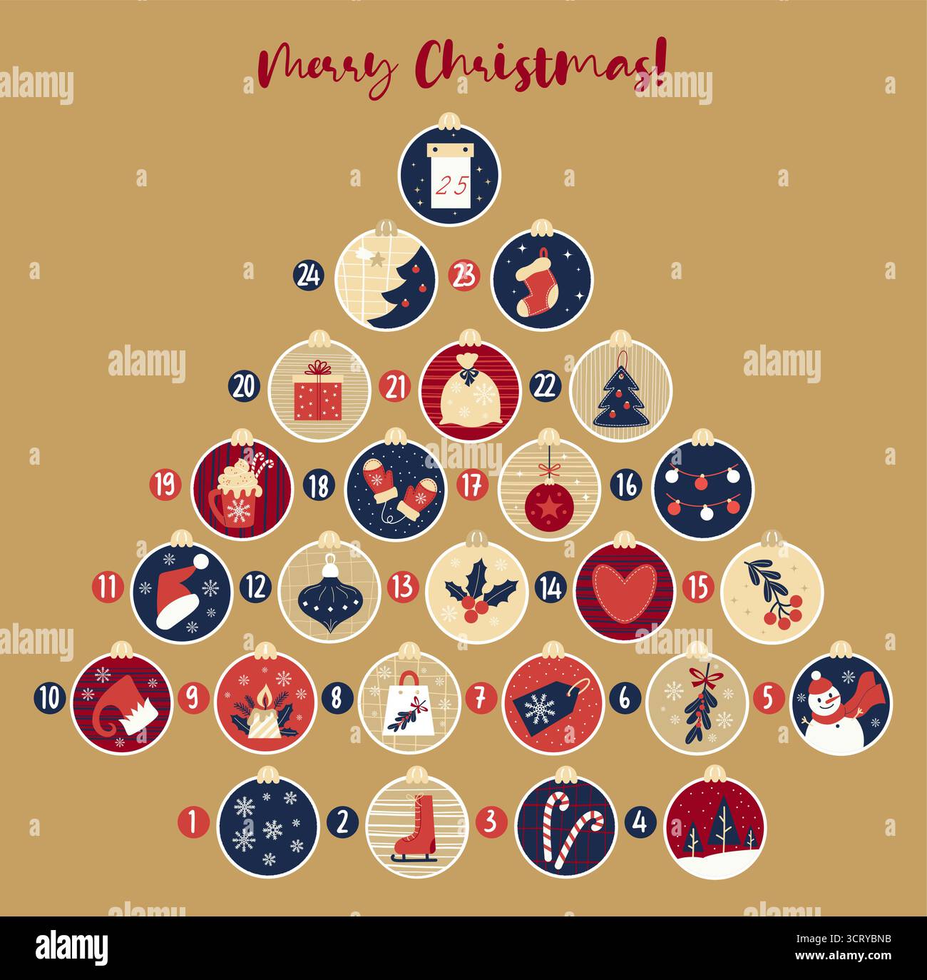 Cute Advent Calendar. Countdown Christmas. Xmas Numbers Template tree ...