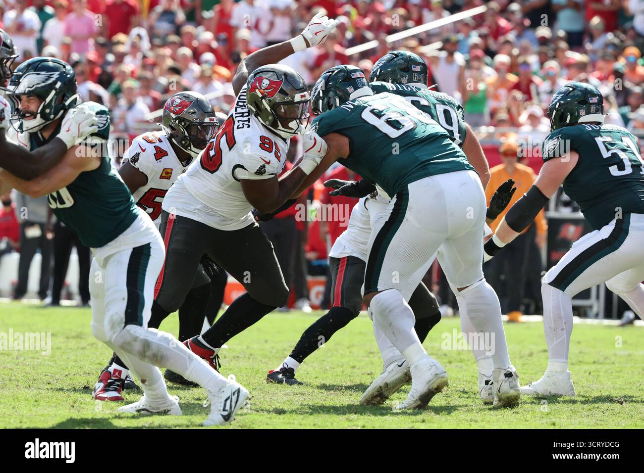 Tampa Bay Buccaneers defensive end Elijah Roberts (95) rushes in ...