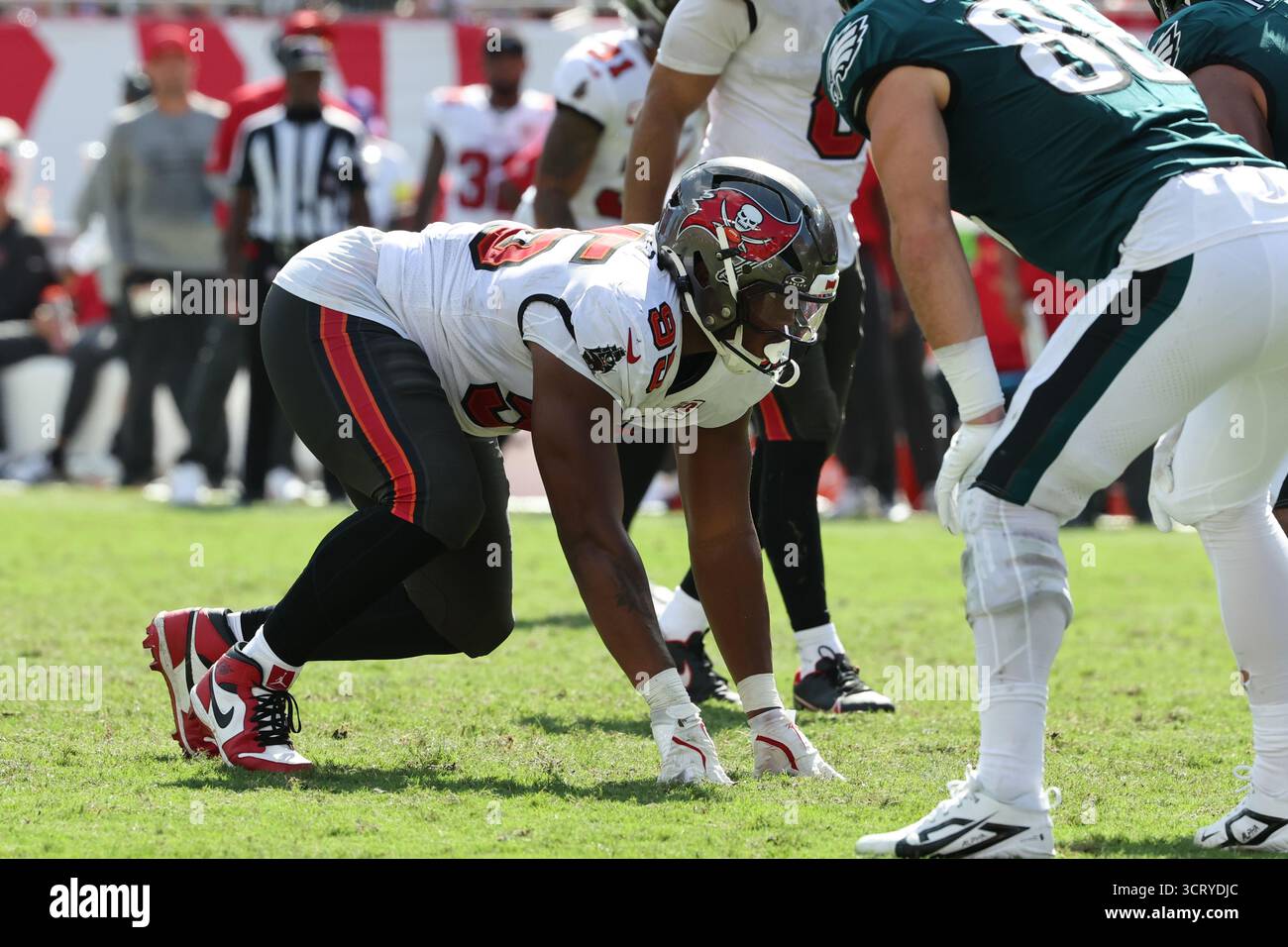 Tampa Bay Buccaneers defensive end Elijah Roberts (95) rushes in ...
