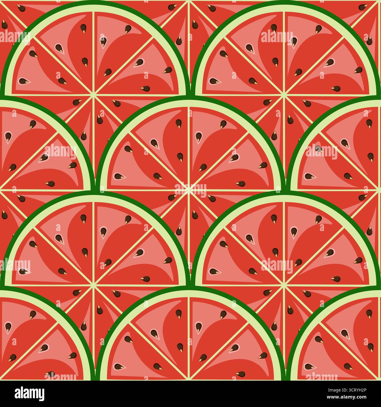 Watermelon slices seamless tropical pattern vector illustration Stock Vector