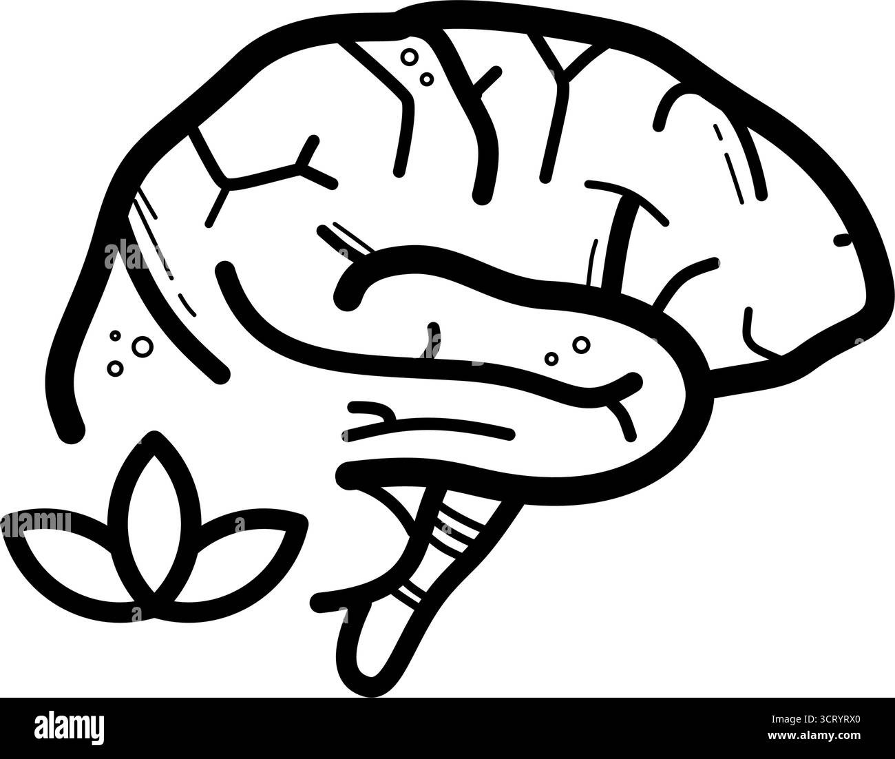 Brain lotus flower line design - vector icon Stock Vector Image & Art ...