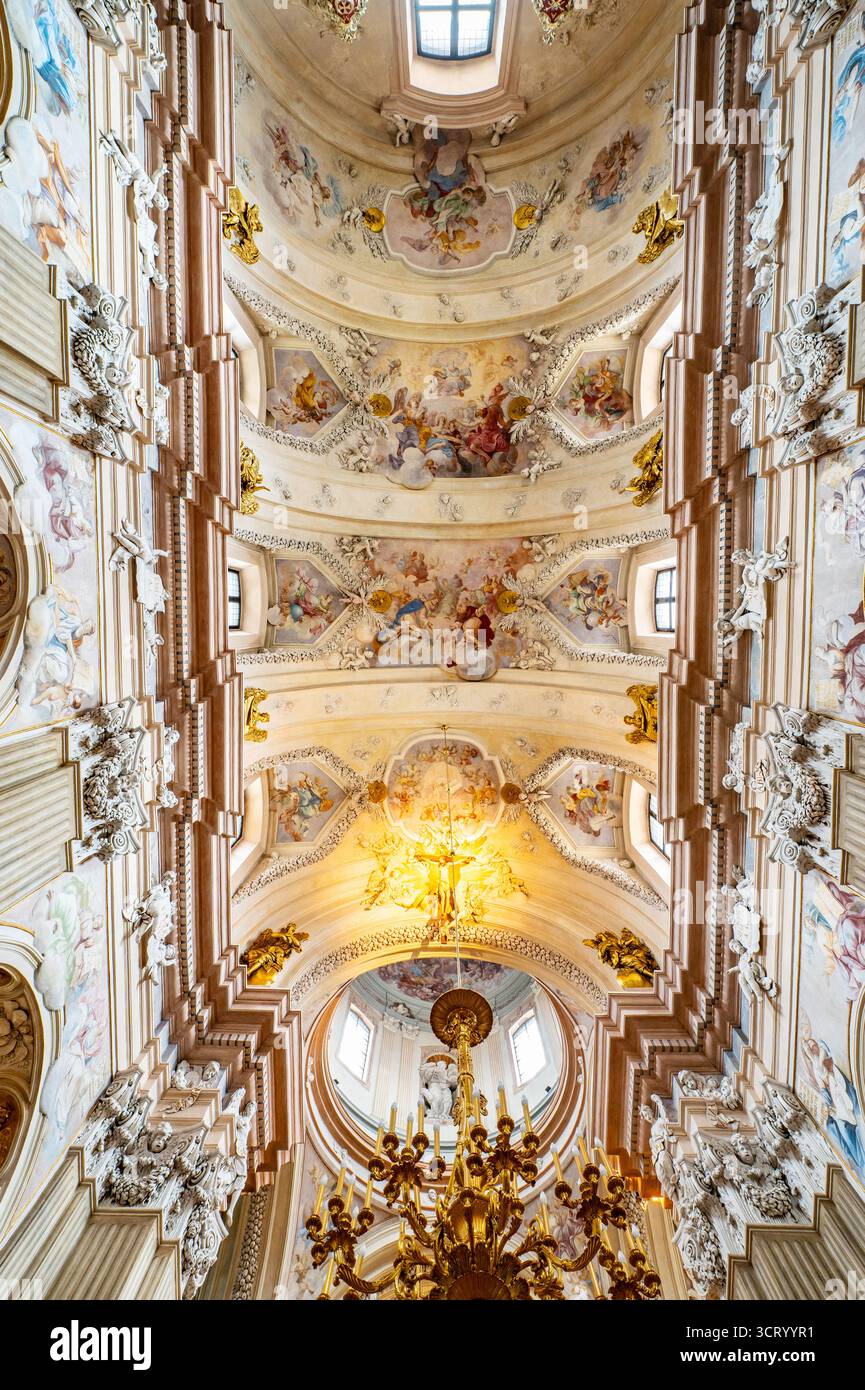 Krakow, Poland. Baroque style Church of St. Anne interior in old