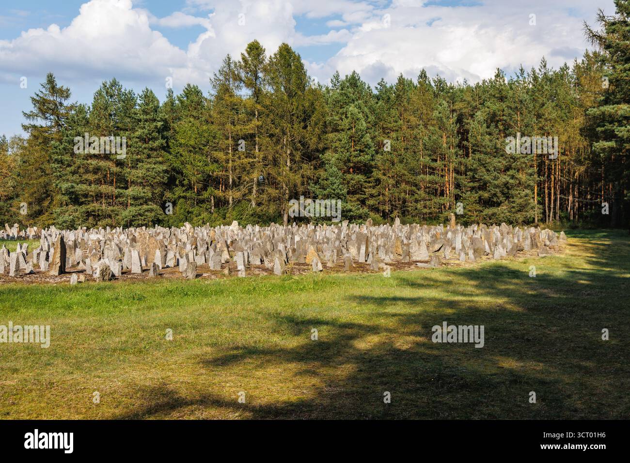 Treblinka, Poland - September 9, 2025: Memorial stones in Treblinka extermination camp, built by Nazi Germany in occupied Poland Stock Photo