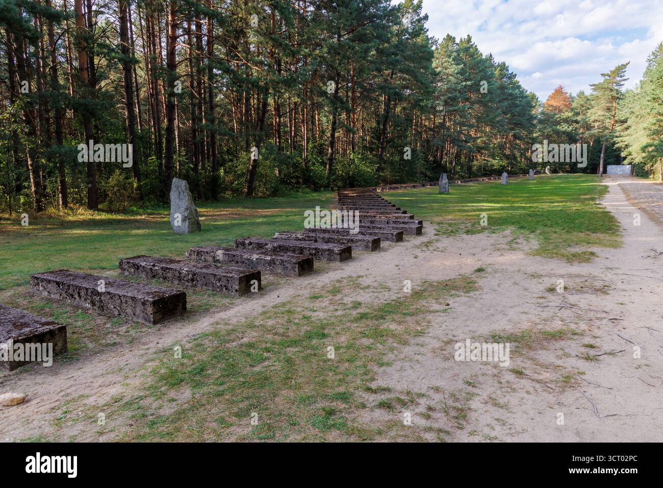 Path of former railway spur in Treblinka extermination camp, built by Nazi Germany in occupied Poland Stock Photo
