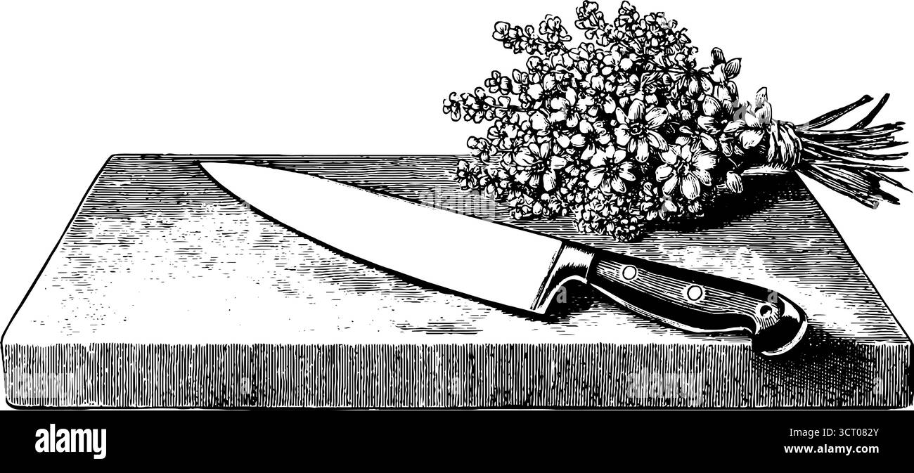 Chopping board knife line Stock Vector Images Alamy