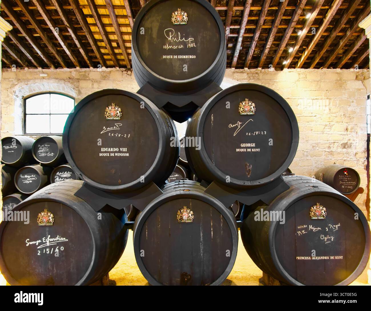 Sherry cask signed by English royal family members Philip Duke of
