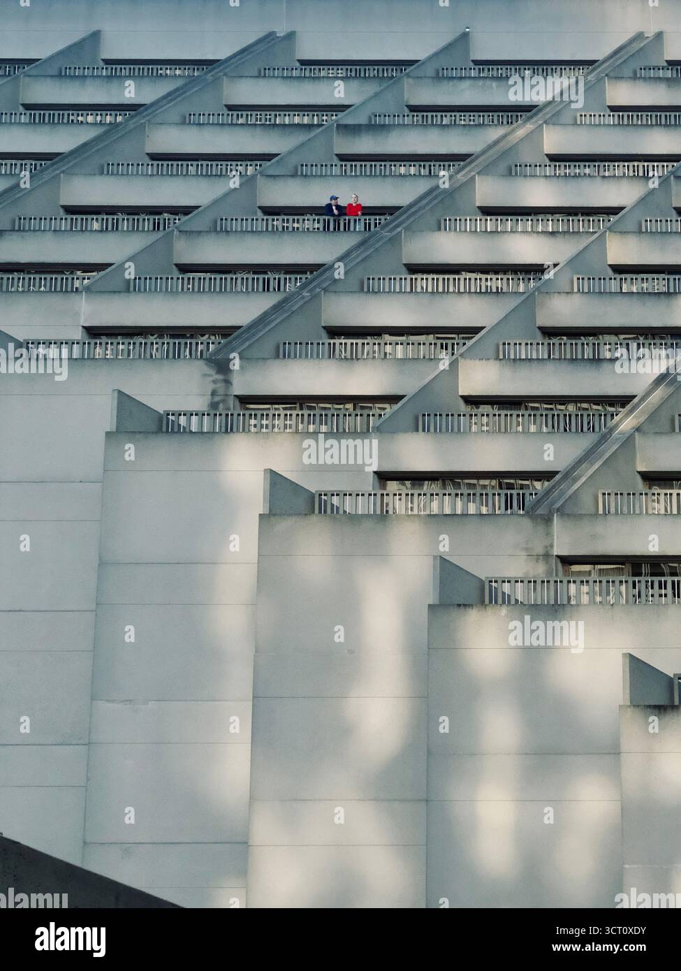 Abstract architectural background featuring repeating geometric concrete structures and minimal design. Stock Photo