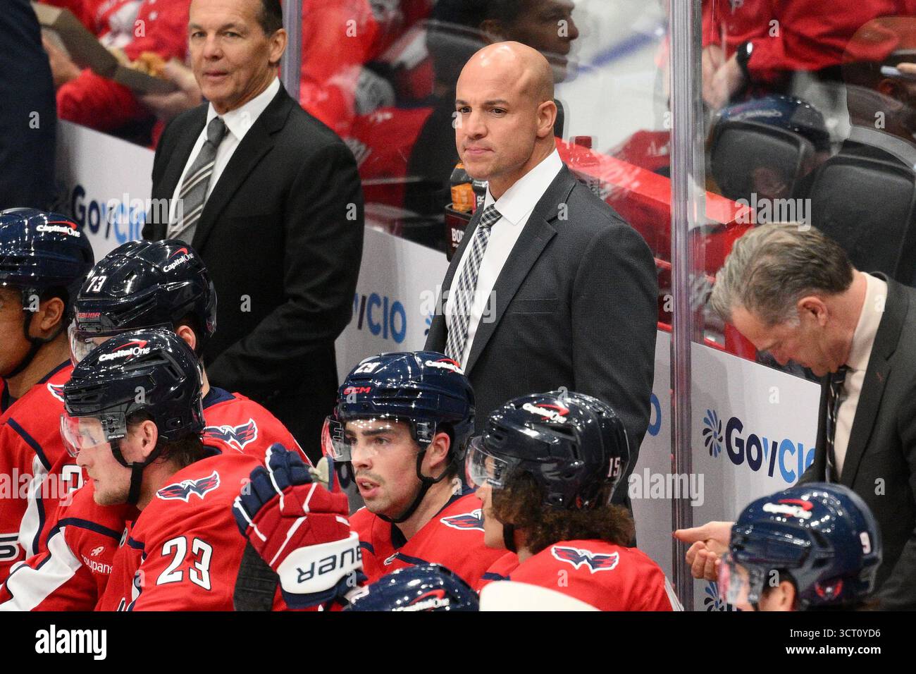 Washington Capitals head coach Spencer Carbery, center, in action ...