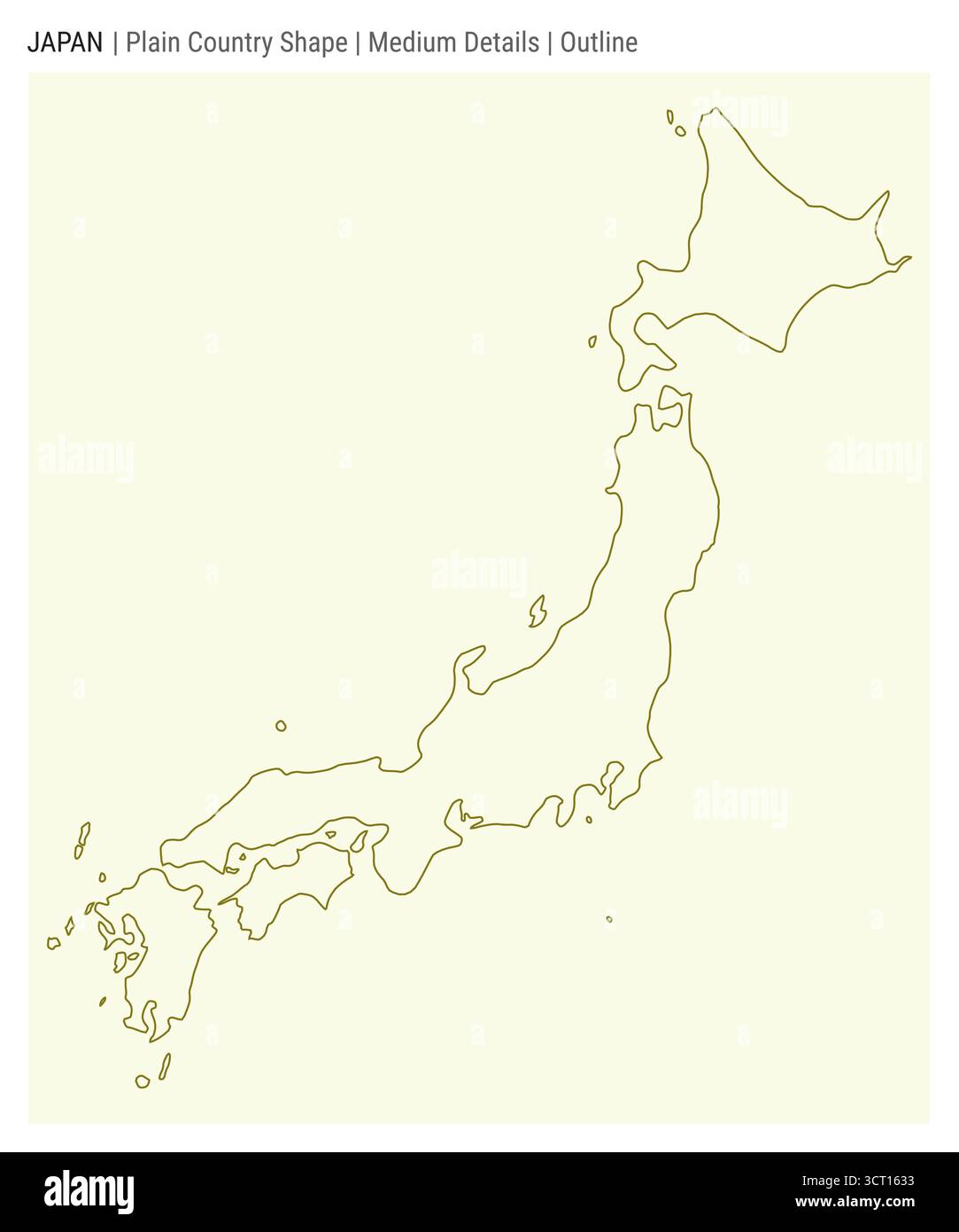 Japan plain country map. Medium details. Outline style. Shape of Japan ...