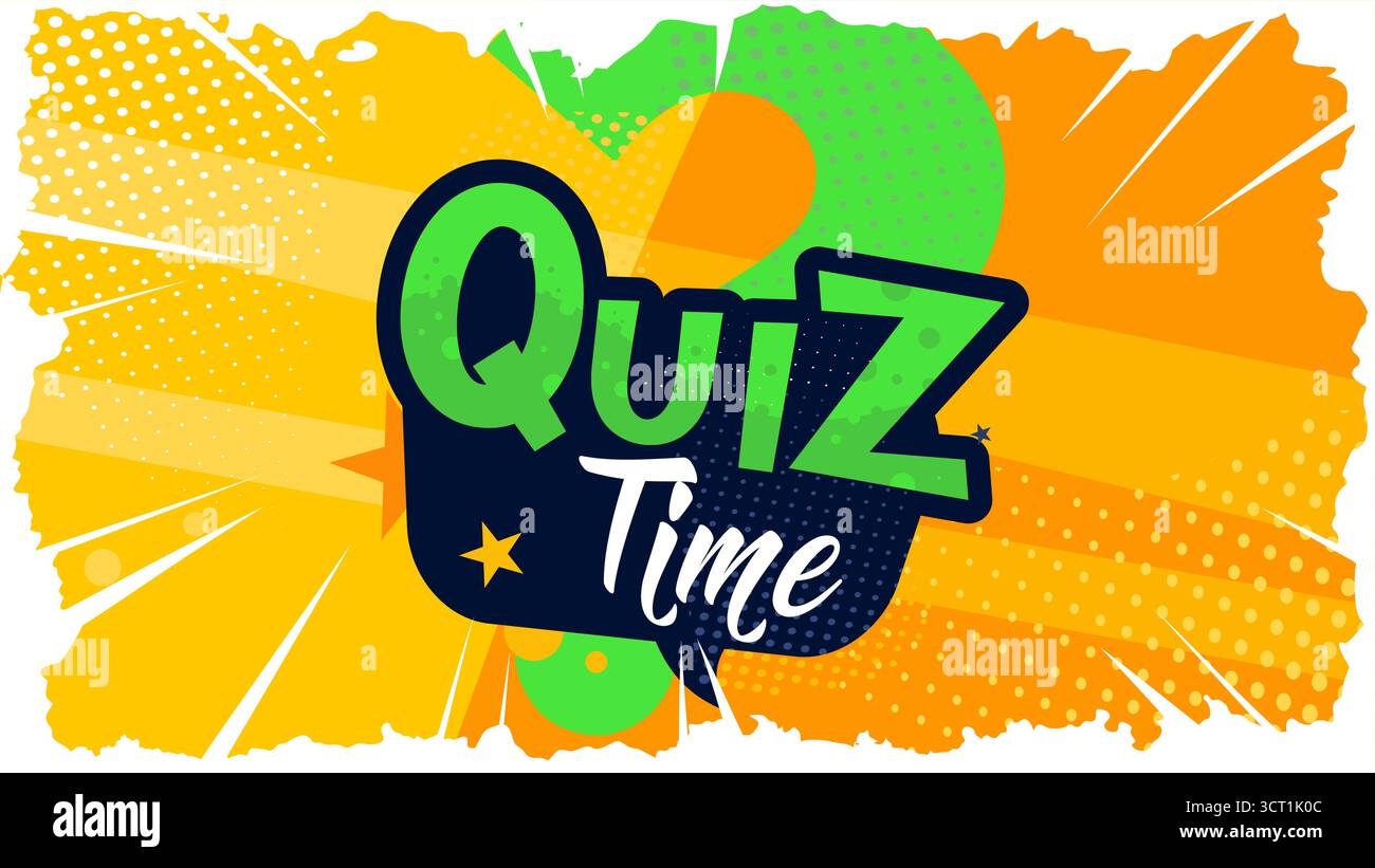 quiz time comic pop art banner vector illustration Stock Vector