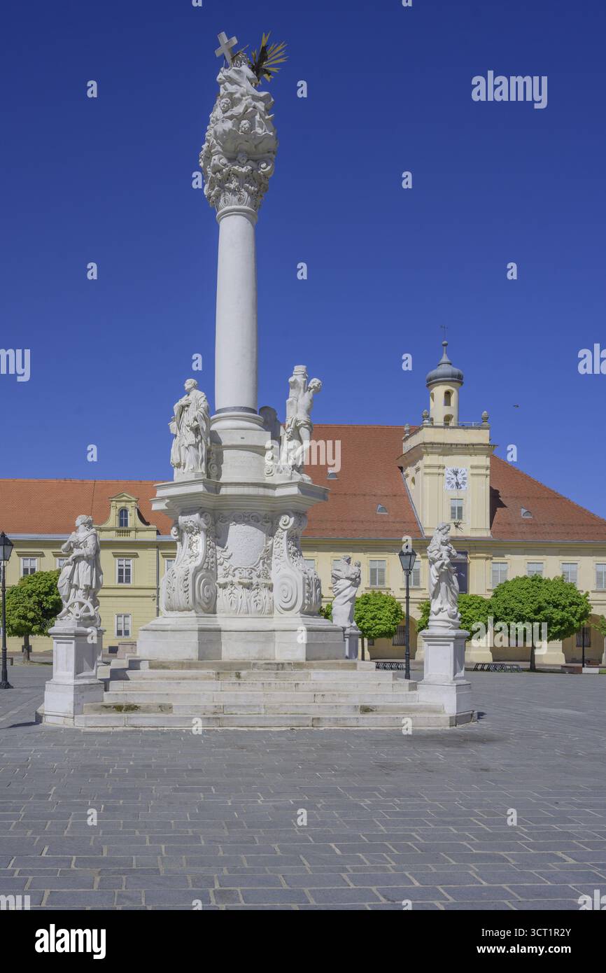 Trinity Column on the main square of TvrEa, Osijek, Osijek-Baranja County, Croatia Stock Photo