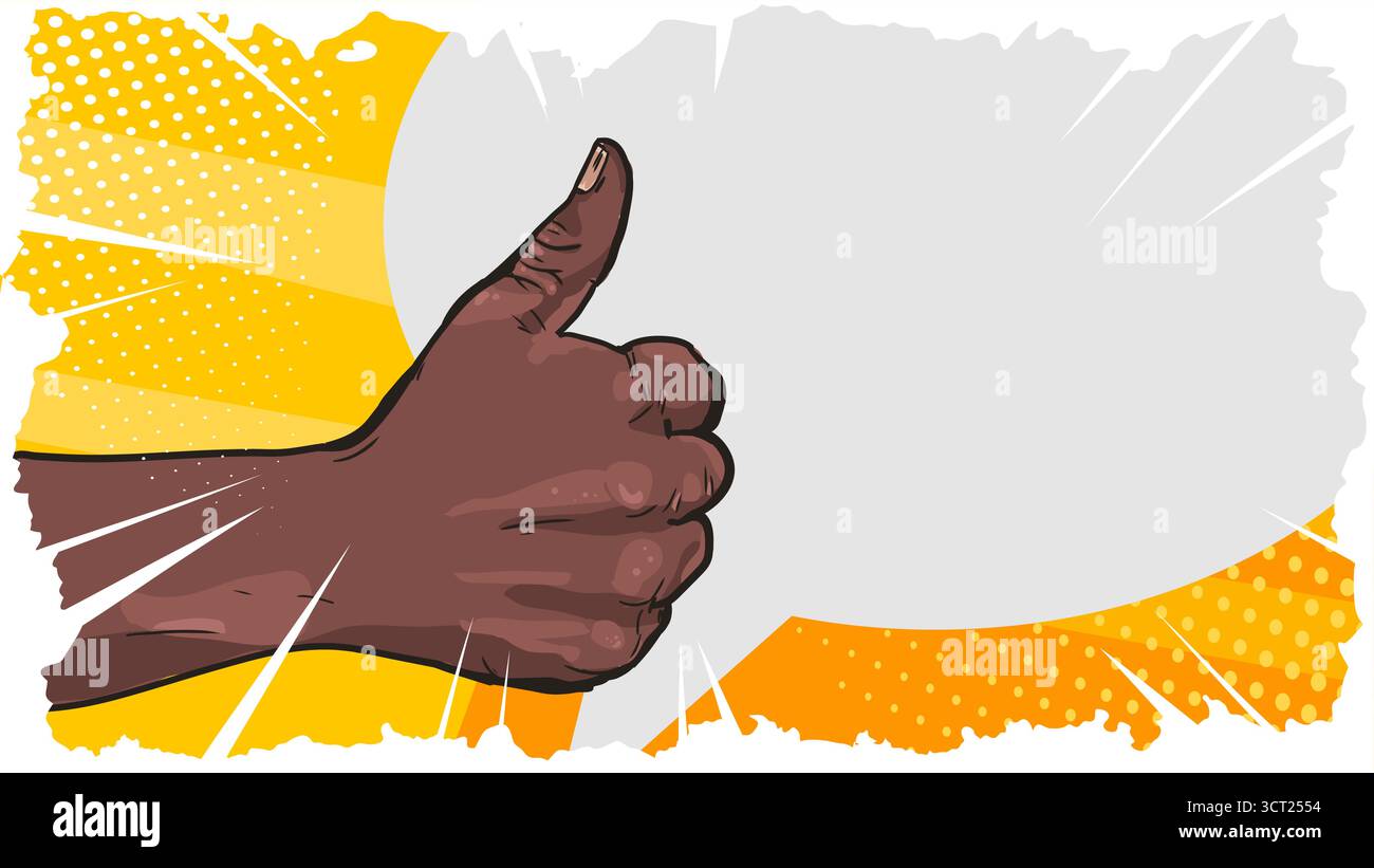comic book style thumb up hand gesture banner vector illustration Stock Vector