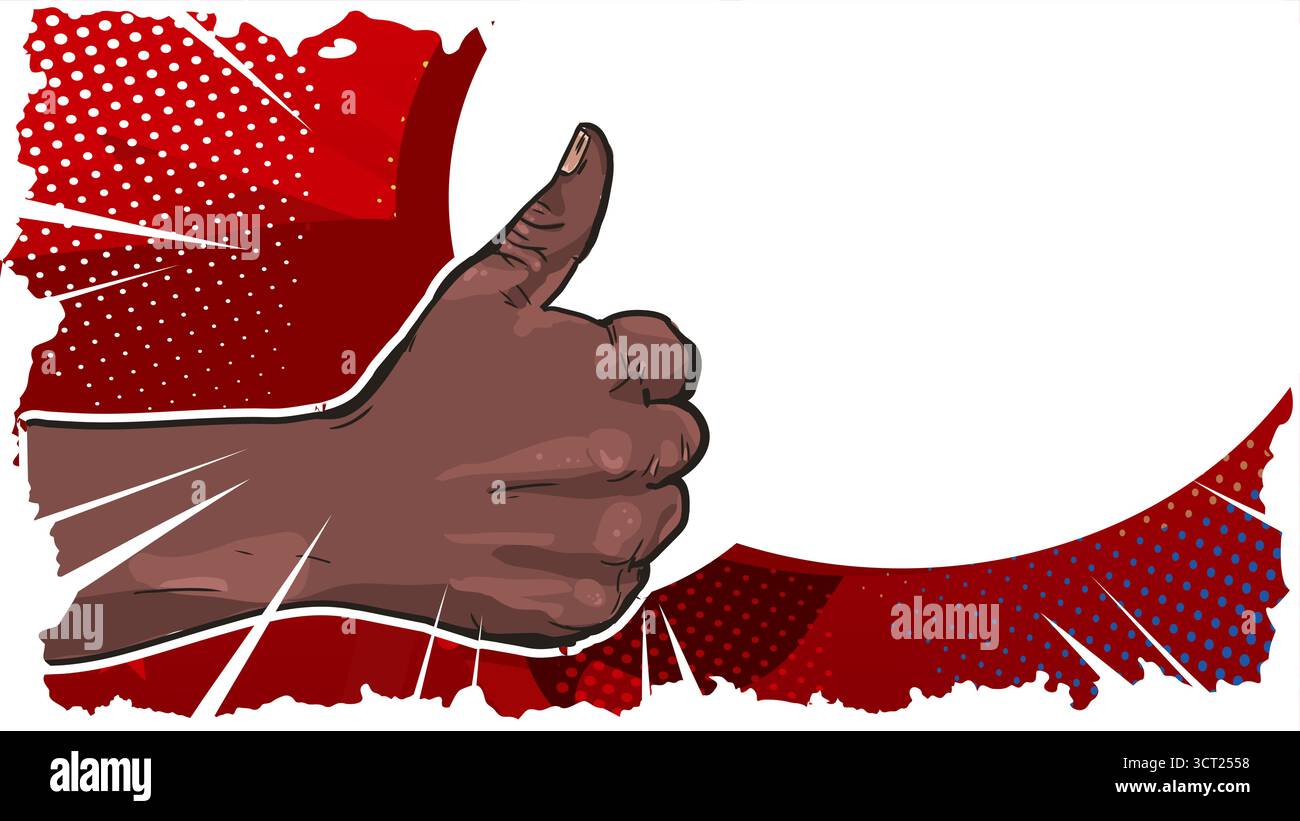 comic book style thumb up hand gesture banner vector illustration Stock Vector