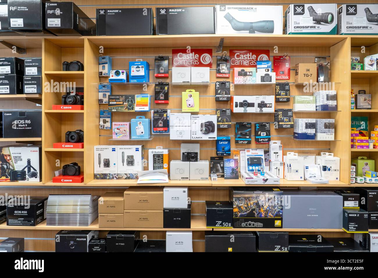 Photographic products displayed Stock Photo