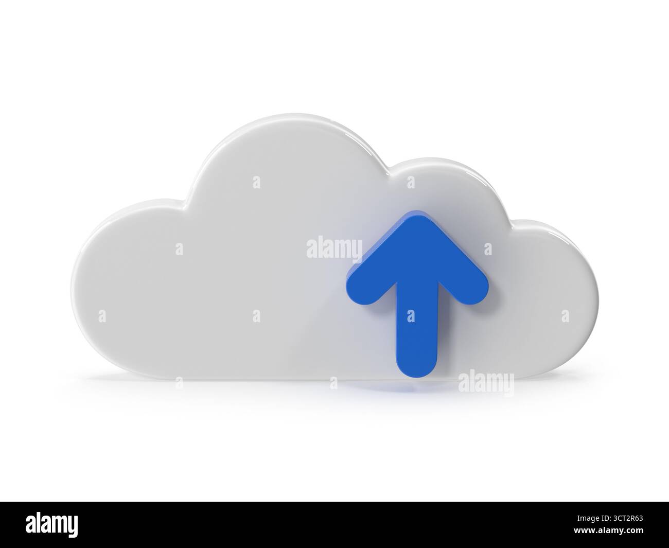 Cloud Upload Icon 3D Render with Blue Arrow Stock Photo - Alamy