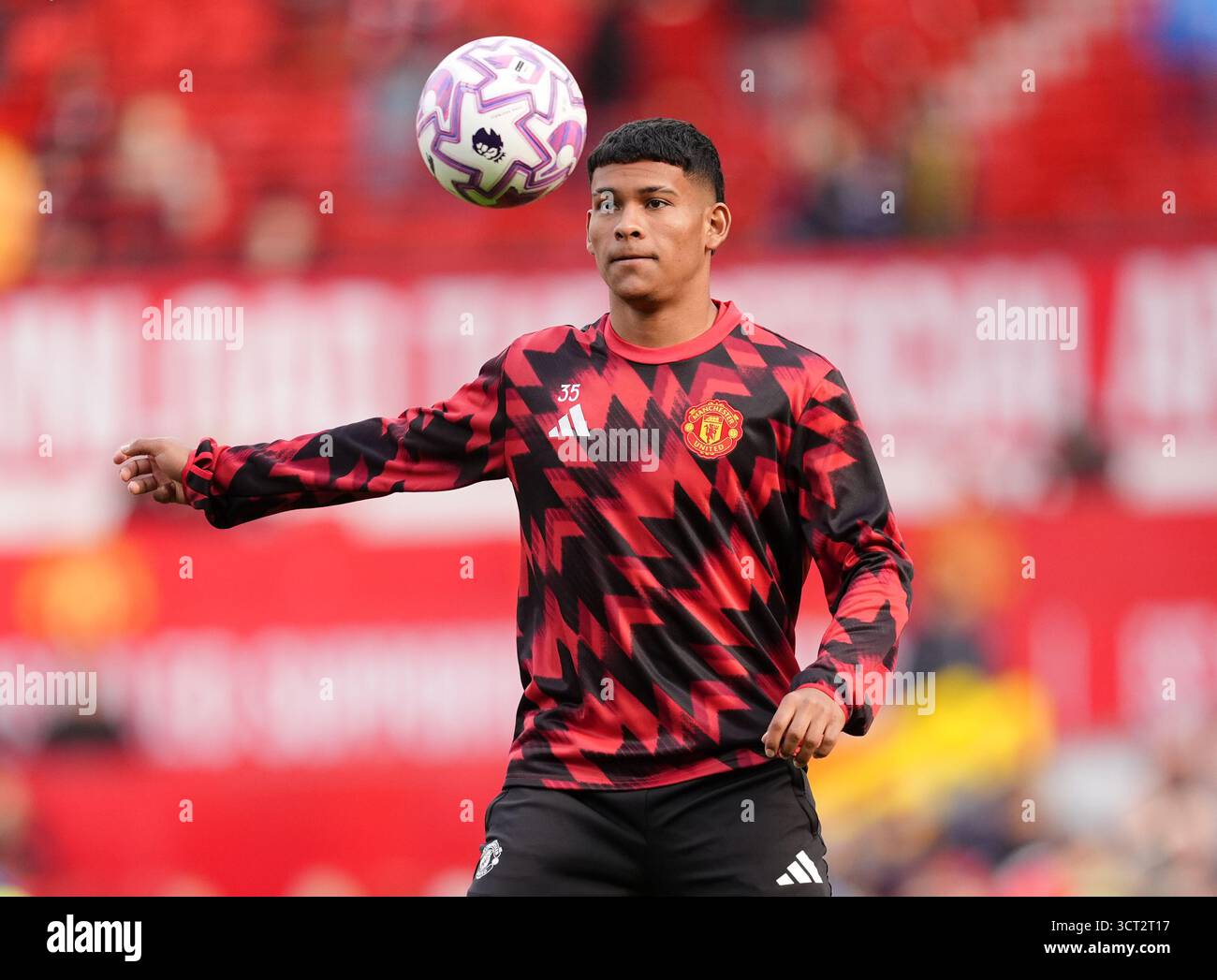 Manchester United's Diego Leon warms up before the Premier League match ...