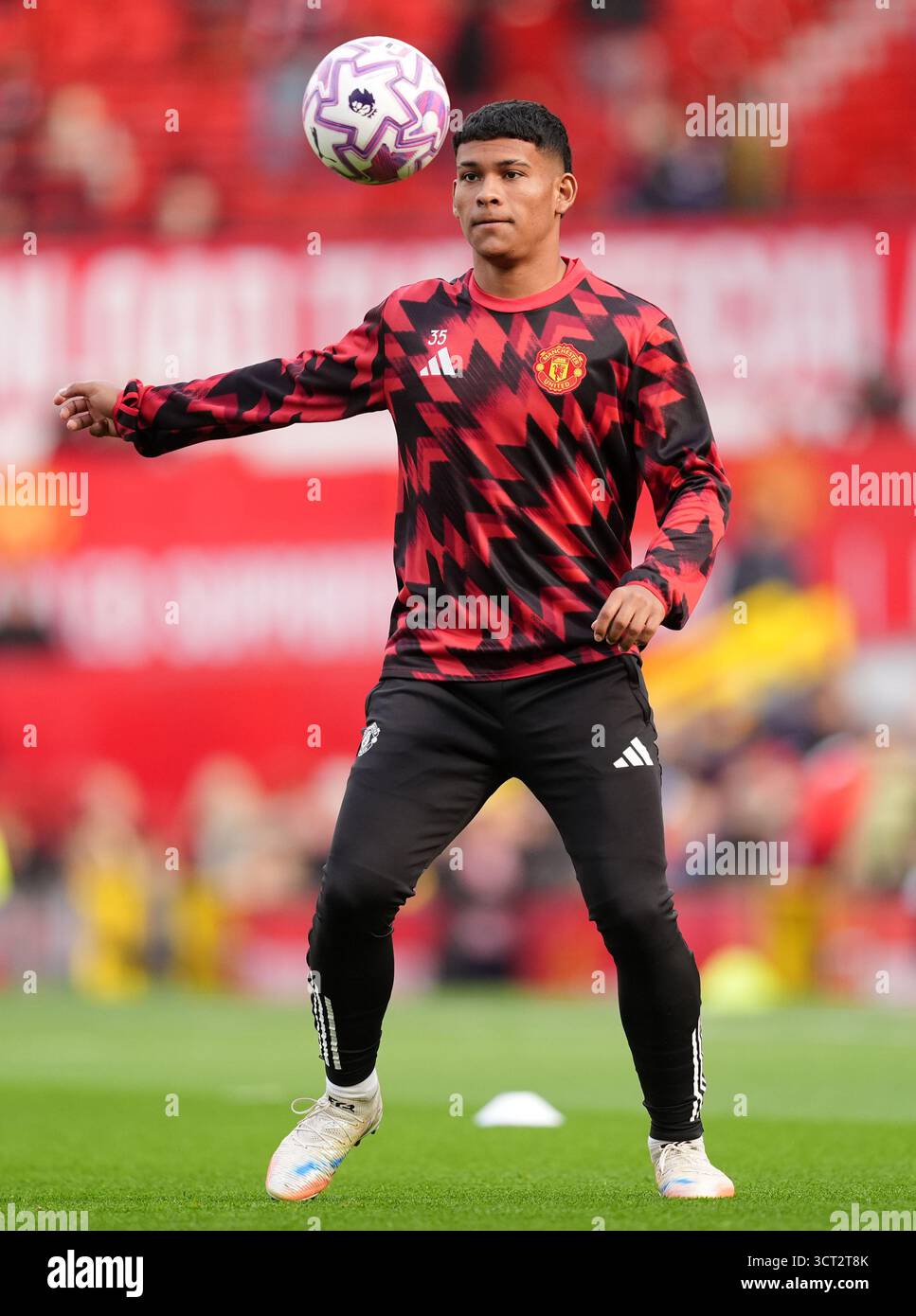 Manchester United's Diego Leon warms up before the Premier League match ...