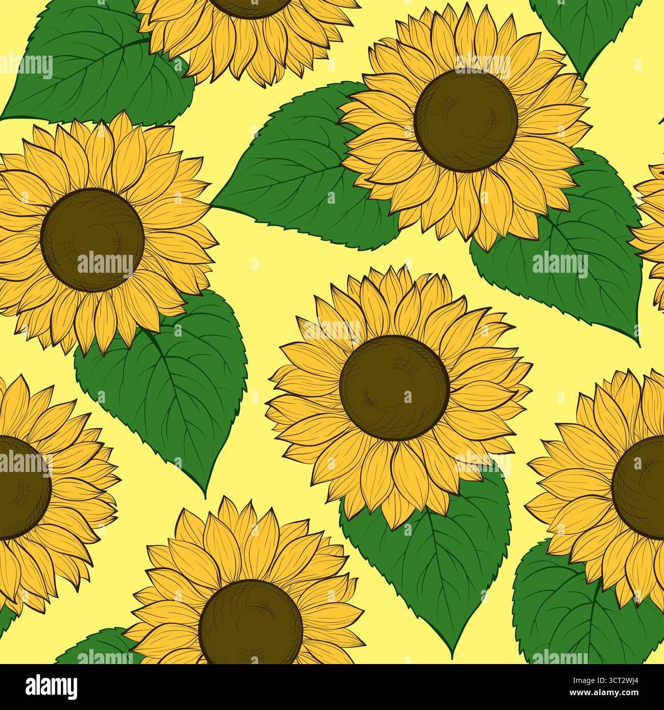 beautiful seamless background with sunflowers Stock Vector