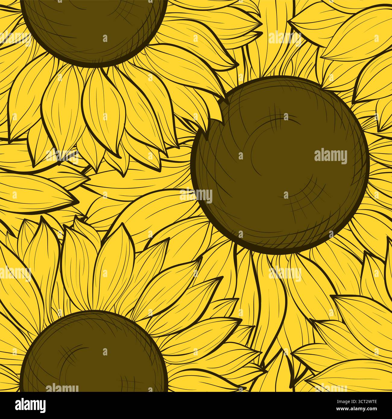 beautiful seamless background with sunflowers Stock Vector