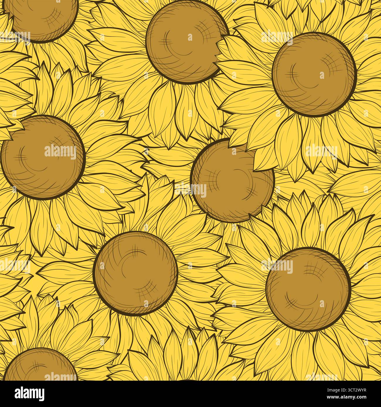 beautiful seamless background with sunflowers Stock Vector