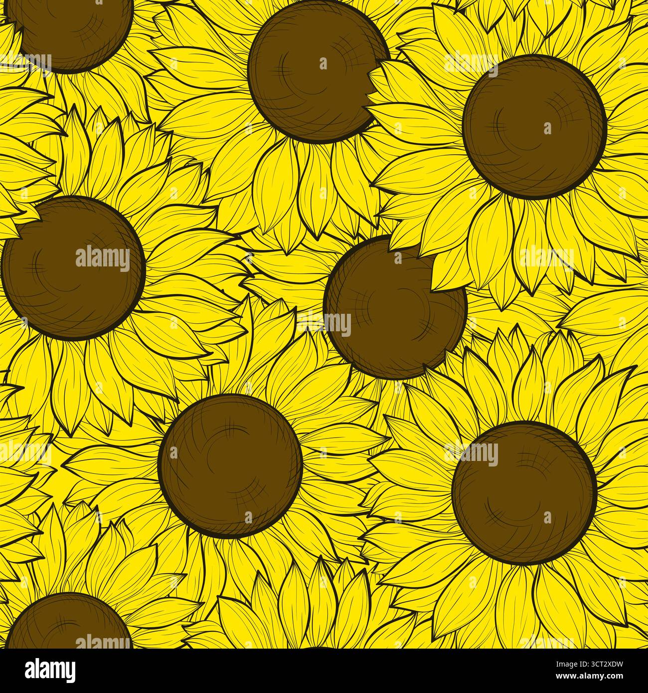 beautiful seamless background with sunflowers Stock Vector