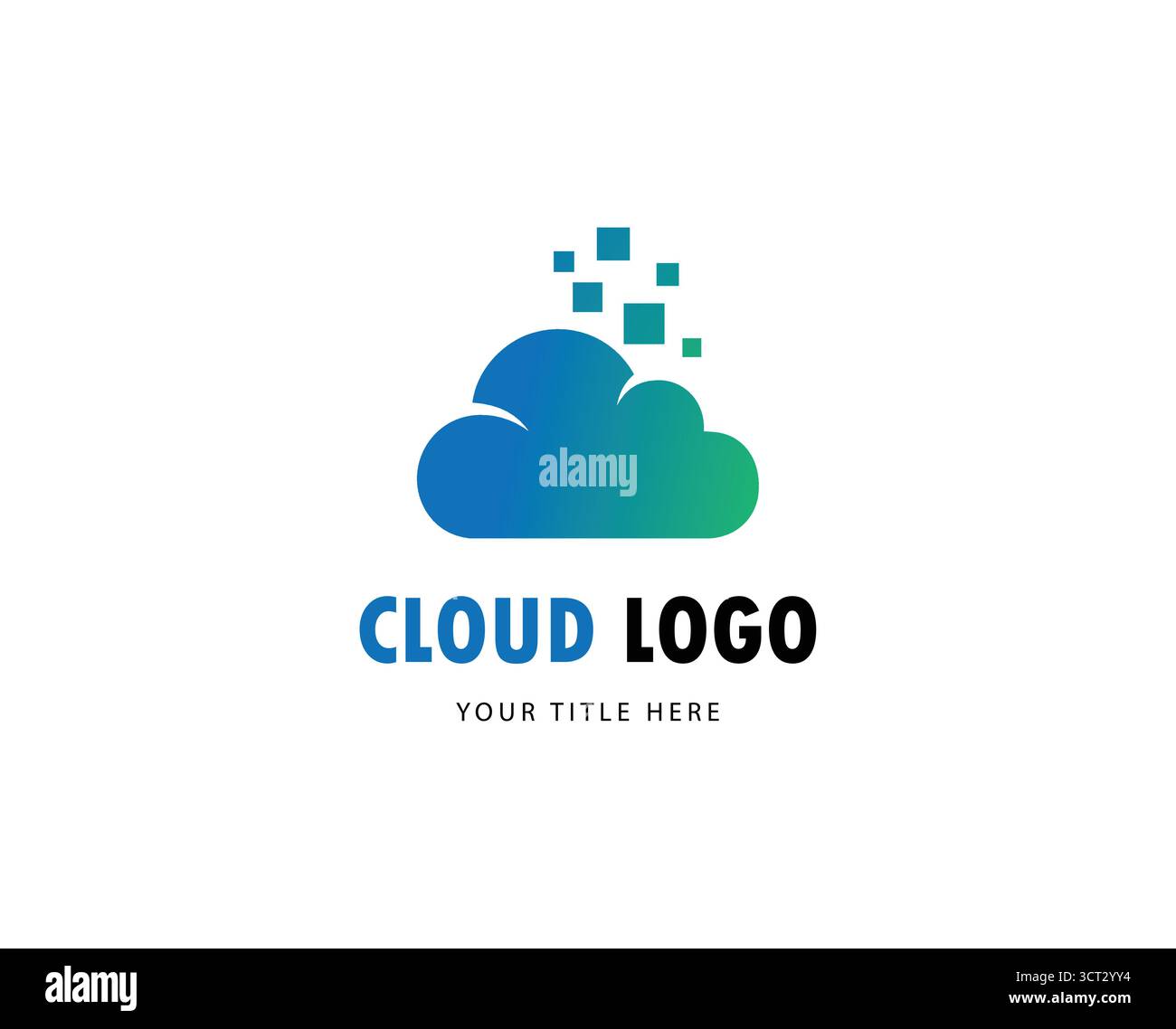 Cloud logo design with digital data blocks, modern cloud computing technology branding for online services Stock Vector