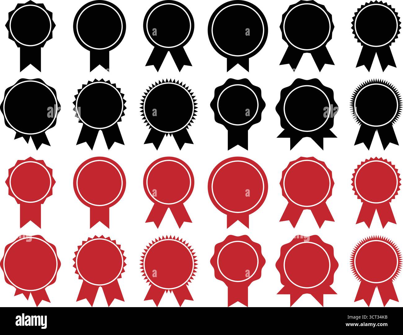 Award Badge and Certificate Ribbon Icons for Achievement and ...