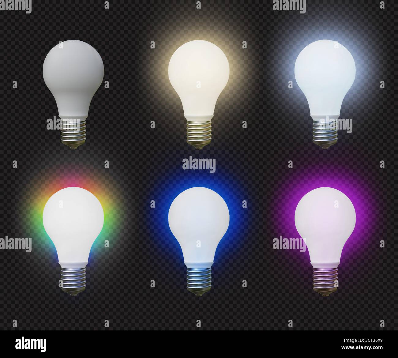 Light bulb. 3d led lightbulb, off lighten lamp globe. Home energy ...
