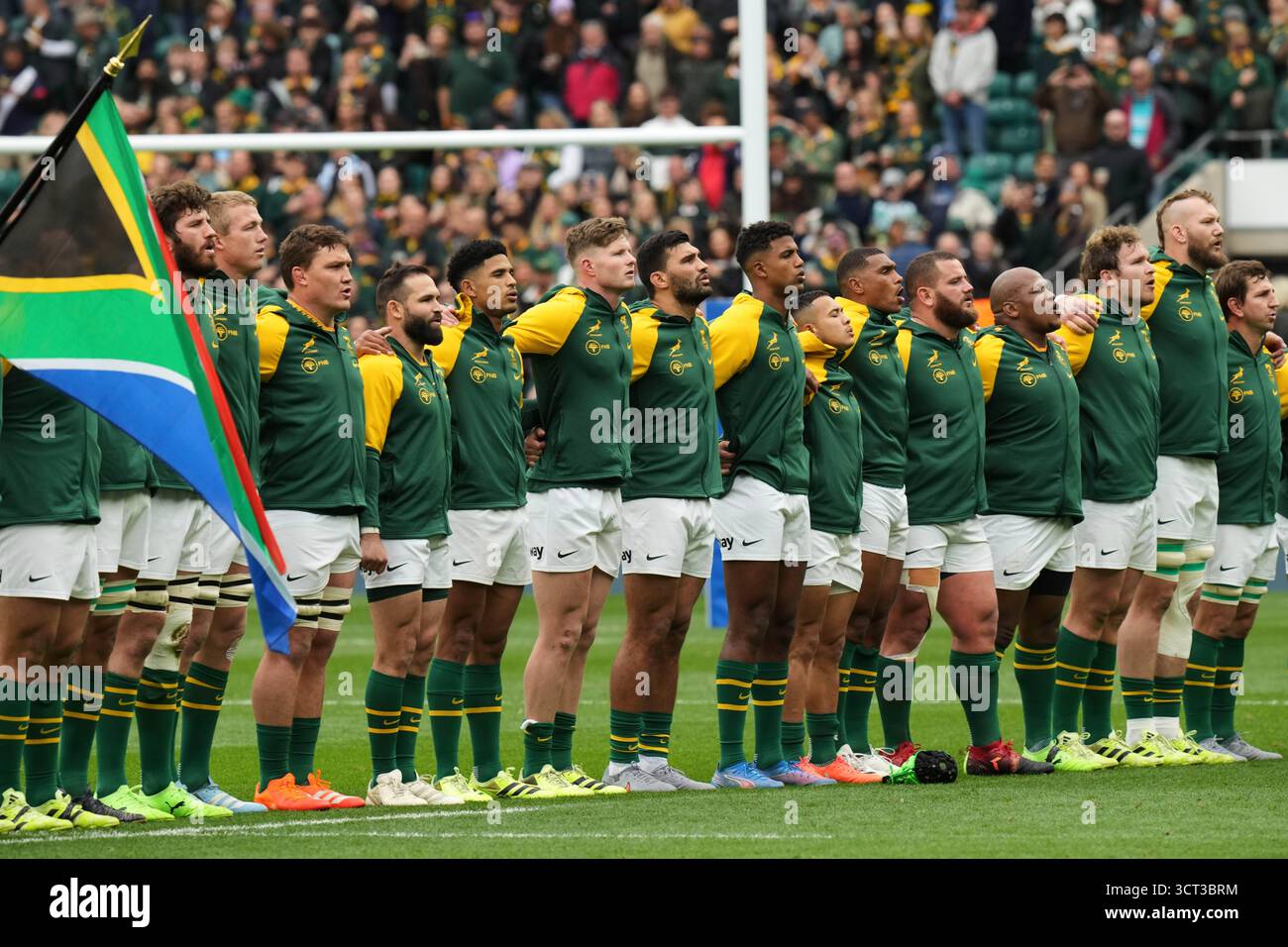 South Africa's players line up before the Rugby Championship match ...