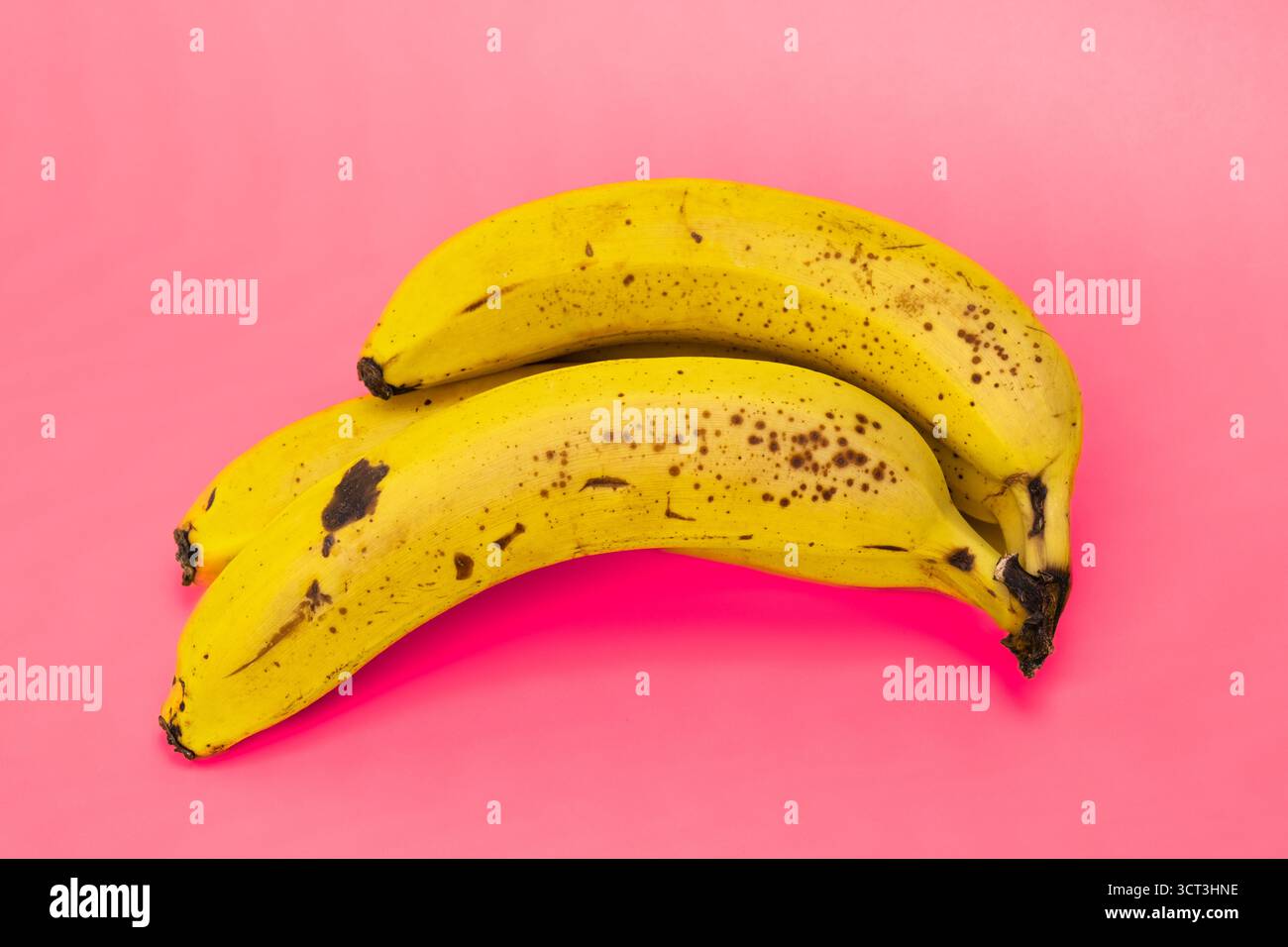 Yellow bananas on a pink background Stock Photo