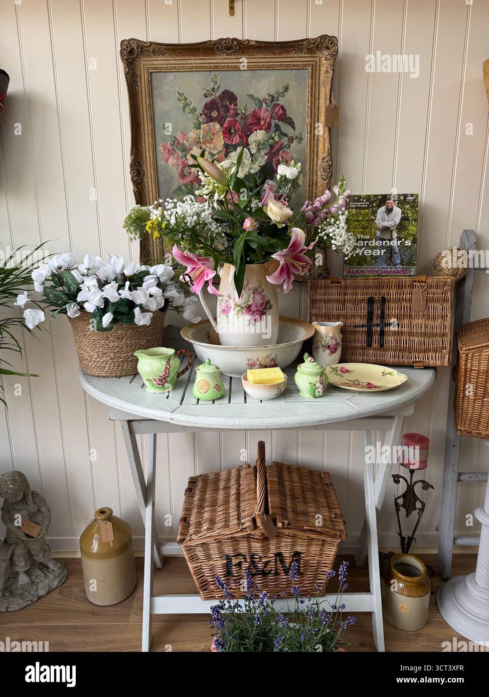 Beautiful traditional English indoor floral display - Smartphone Captured Stock Image