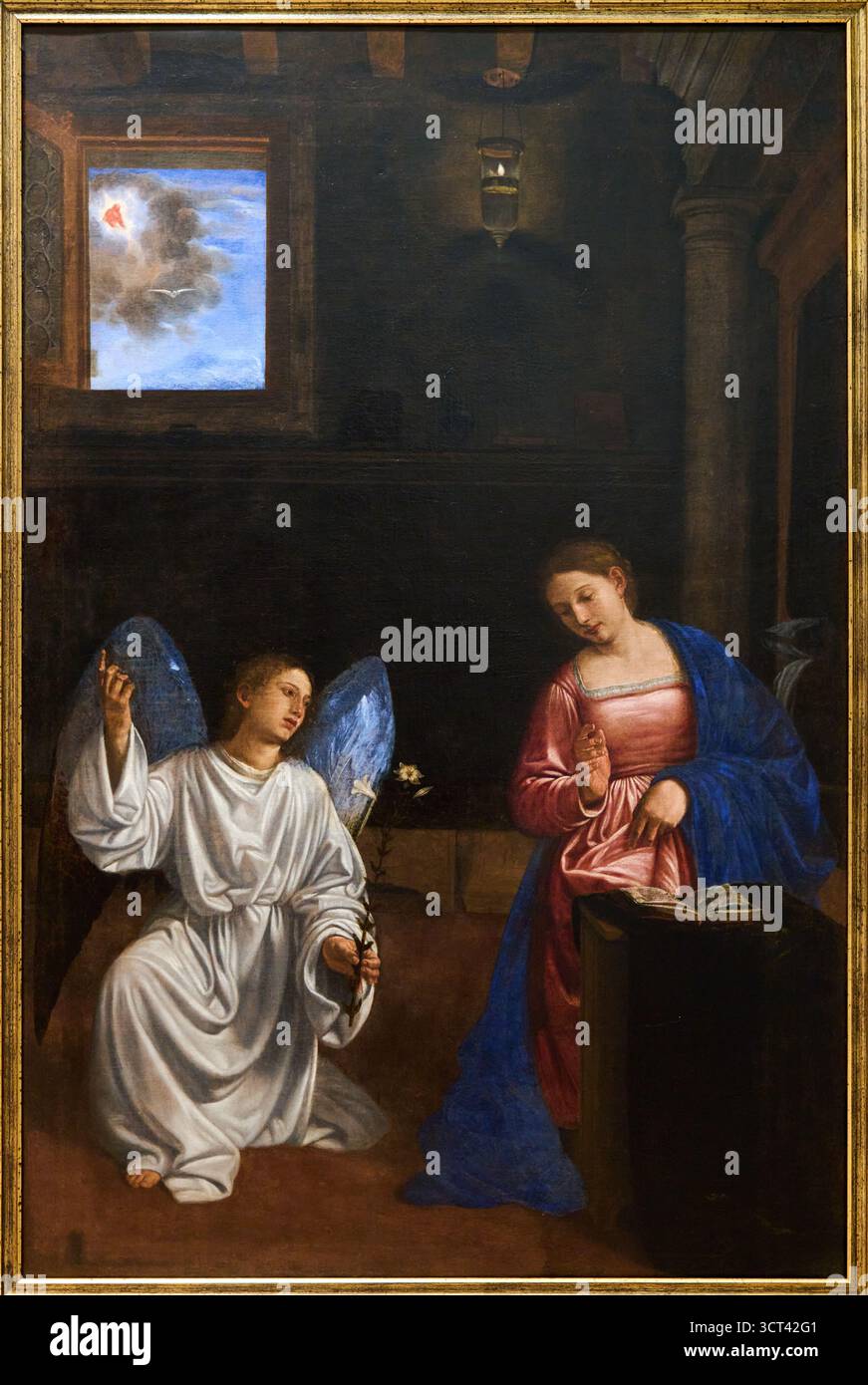 GIOVANNI GIROLAMO SAVOLDO (Brescia, 1480 circa - 1549 circa), Annunciazione, Annunciation, 1530, Gallerie dell'Accademia, Accademia Gallery, Campo del Stock Photo