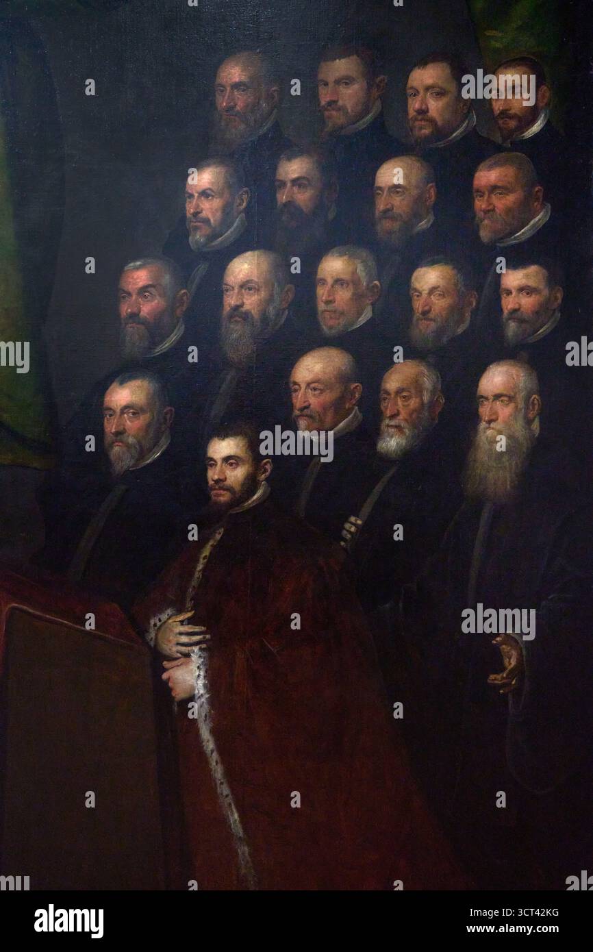 DOMENICO ROBUSTI known as DOMENICO TINTORETTO (Venezia, 1560-1635), Ritratti dei confratelli della Scuola dei mercanti, Portraits of the Members of th Stock Photo